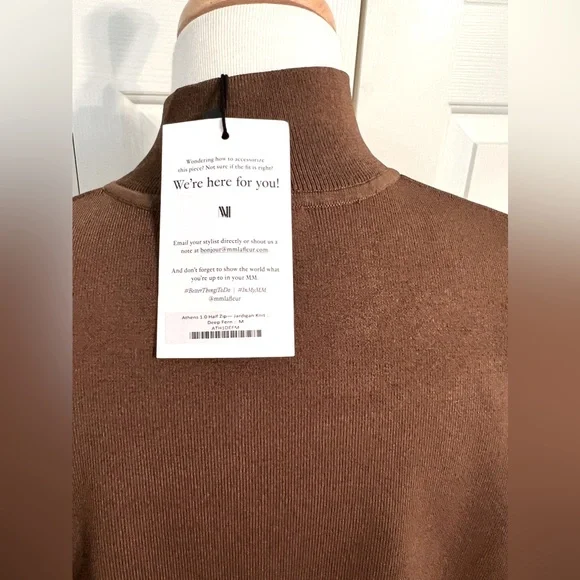 NWT M.M Lafleur Athens Half Zip Knit Pullover Deep Fern Olive Color Size Medium - Picture 8 of 11